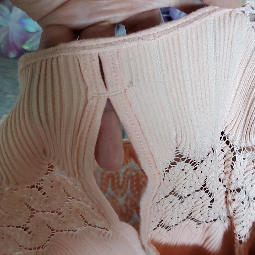 Free people Knit top with sheer crochet detail sz s - Picture 5 of 11